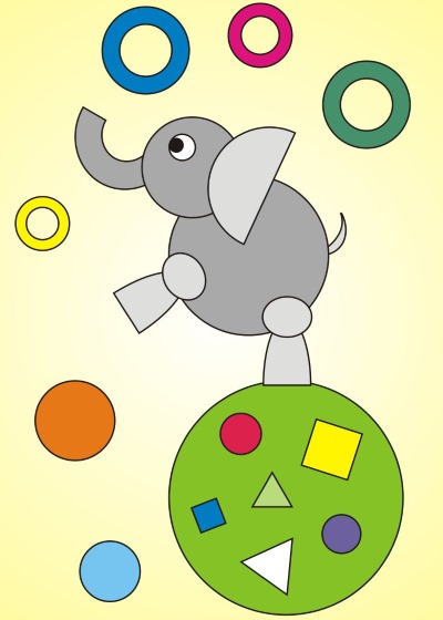 Figuren aus geometrischen Formen. Bilder für Kinder, Vorschulkinder, 1.-2. Klasse. Vorlagen für Bewerbungen