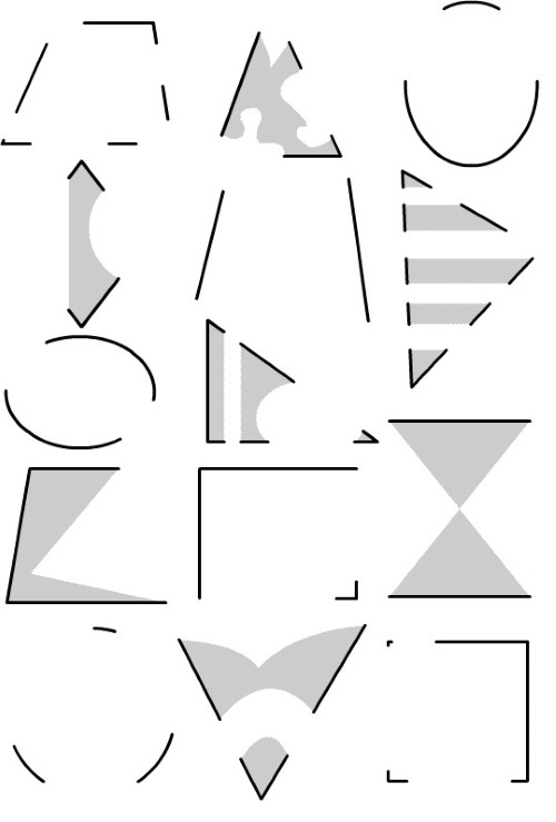 Figuren aus geometrischen Formen. Bilder für Kinder, Vorschulkinder, 1.-2. Klasse. Vorlagen für Bewerbungen