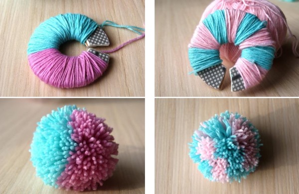 So verzieren Sie eine Strickmütze für Damen mit Perlen, Pelz, Strasssteinen und Rocailles. Foto