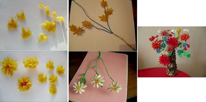 Basteln aus Nudeln zum Selbermachen. Schritt für Schritt für Kinder mit Fotos