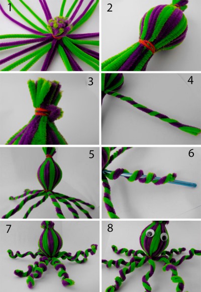 Basteln aus Chenilledraht und Pompons für Kinder. Meisterkurs Schritt für Schritt mit eigenen Händen, Diagramme