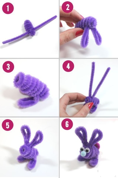 Basteln aus Chenilledraht und Pompons für Kinder. Meisterkurs Schritt für Schritt mit eigenen Händen, Diagramme