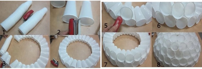 So bauen Sie mit Ihren eigenen Händen einen Schneemann aus Plastikbechern. Schritt-für-Schritt-Anleitung