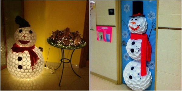 So bauen Sie mit Ihren eigenen Händen einen Schneemann aus Plastikbechern. Schritt-für-Schritt-Anleitung