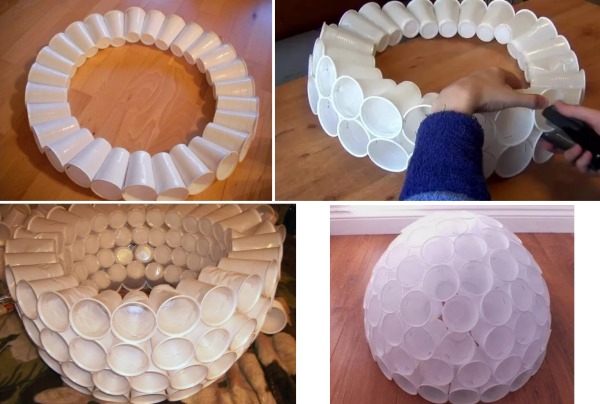 So bauen Sie mit Ihren eigenen Händen einen Schneemann aus Plastikbechern. Schritt-für-Schritt-Anleitung