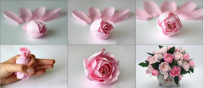 So machen Sie mit Ihren eigenen Händen Schritt für Schritt Blumen aus Servietten mit Fotos. Meisterklasse