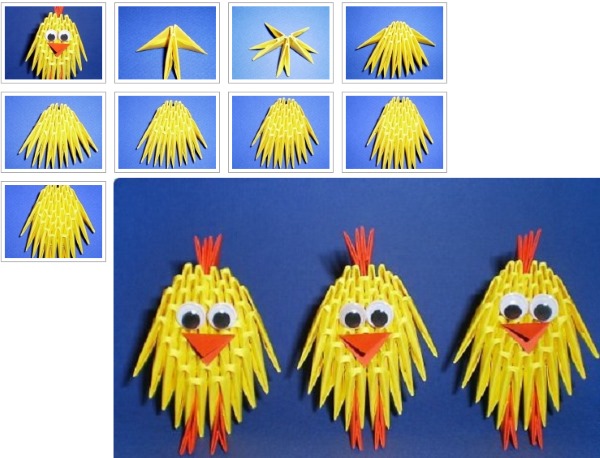 Modulares Origami für Anfänger aus Papier. Schritt-für-Schritt-Anleitung, Diagramme: Schwan, Vase, Blumen, Pfau, Drache, Storch