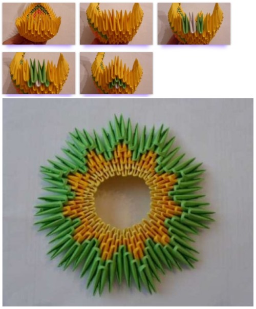 Modulares Origami für Anfänger aus Papier. Schritt-für-Schritt-Anleitung, Diagramme: Schwan, Vase, Blumen, Pfau, Drache, Storch