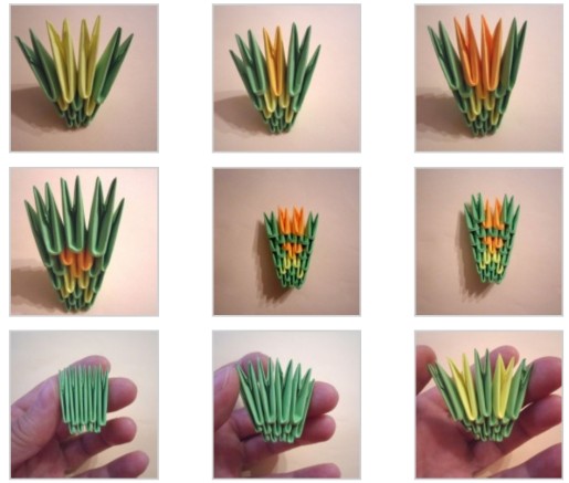 Modulares Origami für Anfänger aus Papier. Schritt-für-Schritt-Anleitung, Diagramme: Schwan, Vase, Blumen, Pfau, Drache, Storch