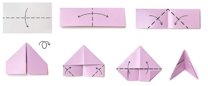 Modulares Origami für Anfänger aus Papier. Schritt-für-Schritt-Anleitung, Diagramme: Schwan, Vase, Blumen, Pfau, Drache, Storch
