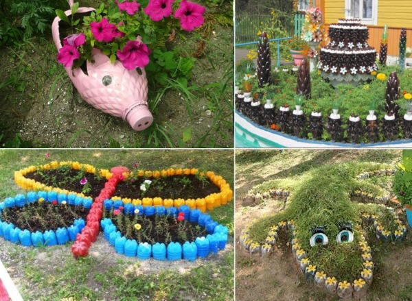 Basteln aus Plastikflaschen zum Selbermachen für die Hütte, den Garten, den Gemüsegarten, den Kindergarten, die Schule. Foto