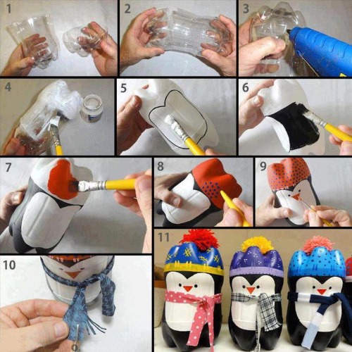 Basteln aus Plastikflaschen zum Selbermachen für die Hütte, den Garten, den Gemüsegarten, den Kindergarten, die Schule. Foto