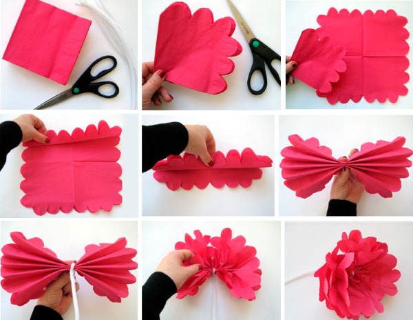 Basteln mit Papierservietten für Kinder. Meisterklasse Schritt für Schritt, Diagramme, Fotos