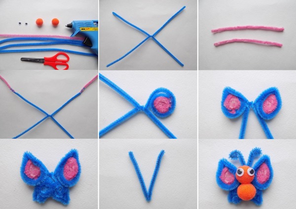 Basteln aus Chenilledraht und Pompons für Kinder. Meisterkurs Schritt für Schritt mit eigenen Händen, Diagramme