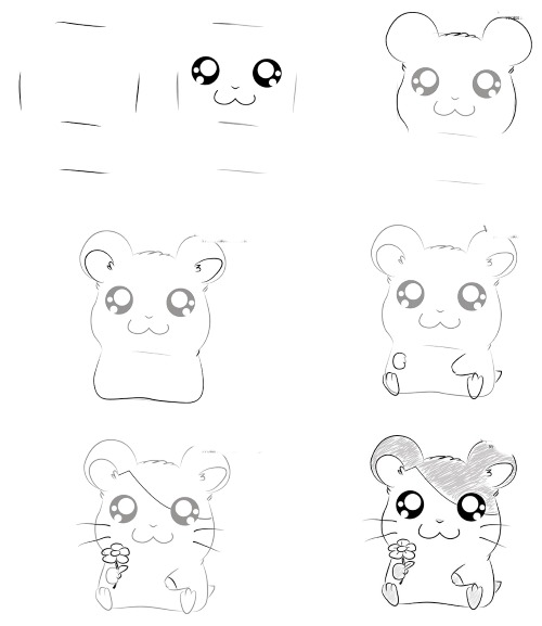 Anime-Bilder zum Bleistiftskizzieren. Tiere, Gesichter von Mädchen und Jungen Schritt für Schritt. Meisterkurse für Anfänger