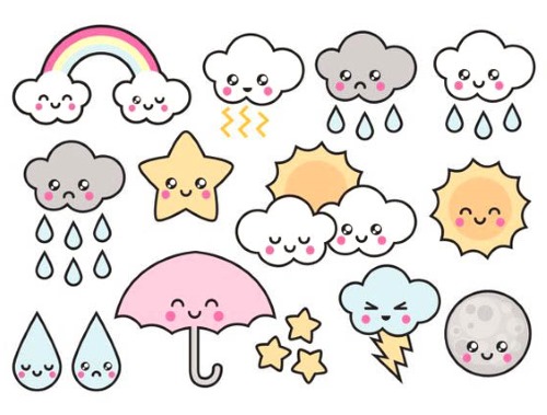Kawaii-Bilder für LD-Mädchen, Ausdrucke, Kopieren. Essen und Trinken, leicht und schön
