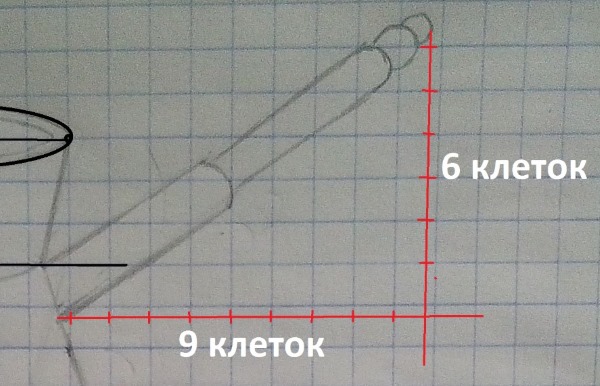 Disegni a matita sulle celle di un quaderno, diario personale. Masterclass per principianti: complesso, piccolo, 3D