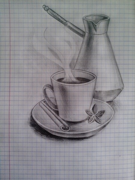 Disegni a matita sulle celle di un quaderno, diario personale. Masterclass per principianti: complesso, piccolo, 3D