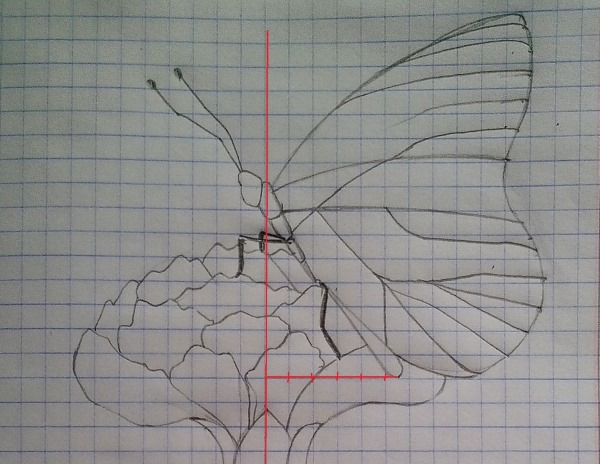 Disegni a matita sulle celle di un quaderno, diario personale. Masterclass per principianti: complesso, piccolo, 3D