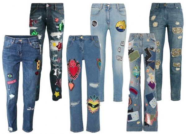 Flicken auf Jeans am Knie für Jungen, Frauen und Männer. Schöne Optionen, Fotos