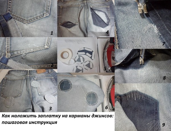 Flicken auf Jeans am Knie für Jungen, Frauen und Männer. Schöne Optionen, Fotos
