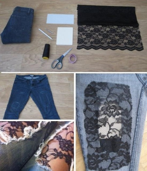 Wie man ein Loch in Jeans von Hand, auf einer Maschine schön, mit einem Flicken und ohne flickt