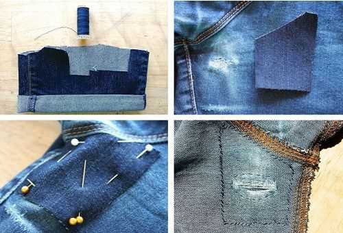 Wie man ein Loch in Jeans von Hand, auf einer Maschine schön, mit einem Flicken und ohne flickt