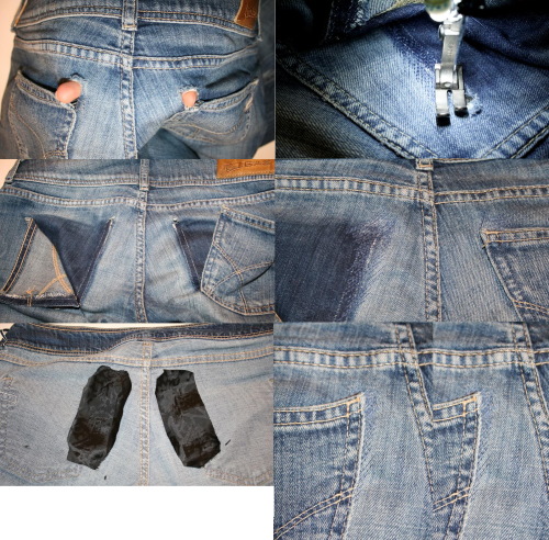 Wie man ein Loch in Jeans von Hand, auf einer Maschine schön, mit einem Flicken und ohne flickt