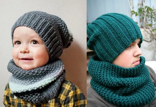 So stricken Sie mit Stricknadeln einen Snood-Schal für ein Mädchen oder einen Jungen. Schema und Beschreibung für Anfänger