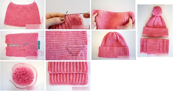 Gestrickte Babymützen mit Stricknadeln für Neugeborene. Muster und Beschreibungen, Strickanleitungen