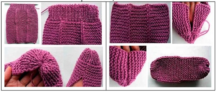 Gestrickte Hausschuhe mit Stricknadeln mit Diagrammen und Beschreibungen. MK von Olga Kolesnikova, Kozhevnikova