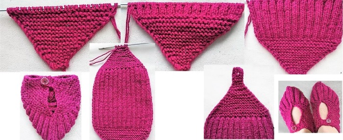 Gestrickte Hausschuhe mit Stricknadeln mit Diagrammen und Beschreibungen. MK von Olga Kolesnikova, Kozhevnikova