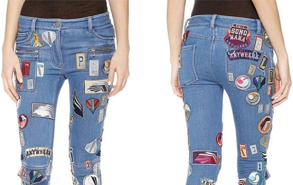 Wie man ein Loch in Jeans von Hand näht, ohne Flicken, eine Maschine am Knie, Po