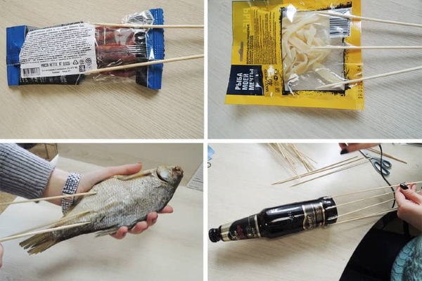 Herrensträuße aus Lebensmitteln. Wie man aus Lebensmitteln, Bier mit Snacks, Wurst, Fisch, Krebsen Essbares macht