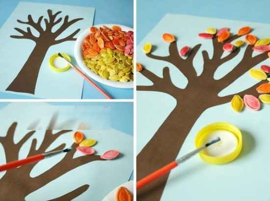Basteln für den Kindergarten Herbstfantasie aus Naturmaterialien, Gemüse, Kastanien, Zapfen