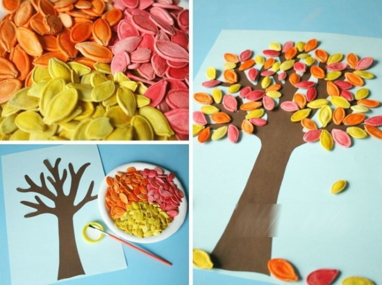 Basteln für den Kindergarten Herbstfantasie aus Naturmaterialien, Gemüse, Kastanien, Zapfen
