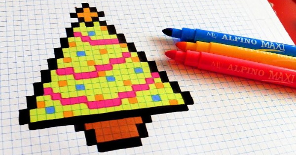 Zeichnen nach Zellen in einem Notizbuch für Kinder von 6–7 Jahren. Komplexe Schemata für Anfänger