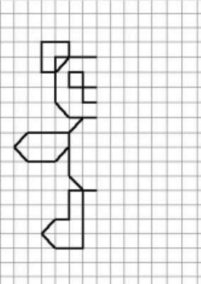 Zeichnen nach Zellen in einem Notizbuch für Kinder von 6–7 Jahren. Komplexe Schemata für Anfänger