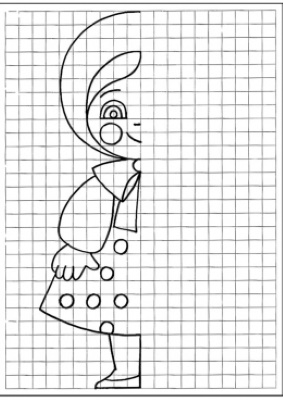 Zeichnen nach Zellen in einem Notizbuch für Kinder von 6–7 Jahren. Komplexe Schemata für Anfänger