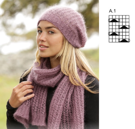 Wunderschöner Strickschal für Damen. Muster mit Beschreibung aus Mohair, Schnitt, dickem Garn