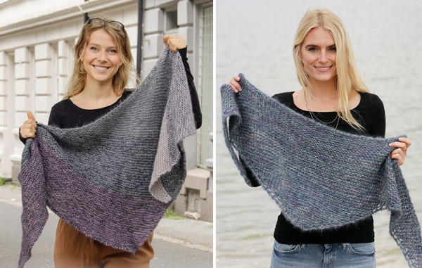 Wunderschöner Strickschal für Damen. Muster mit Beschreibung aus Mohair, Schnitt, dickem Garn