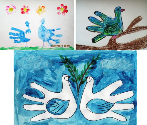 Handzeichnungen für Kinder, Fingerzeichnungen im Kindergarten