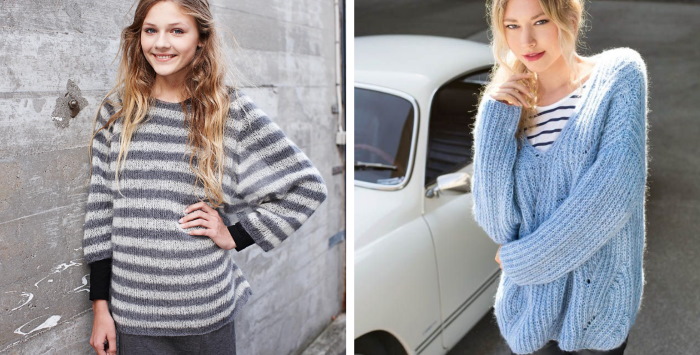 Gestrickter Mohairpullover. Schemata und Beschreibungen, neue Modelle für Frauen, Mädchen, Männer, Teenager