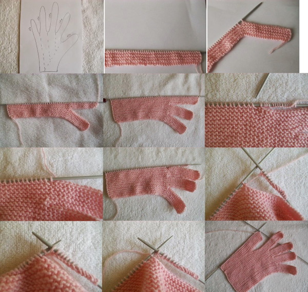 Stricken Sie Handschuhe mit Stricknadeln. Schemata und Beschreibung für Anfänger