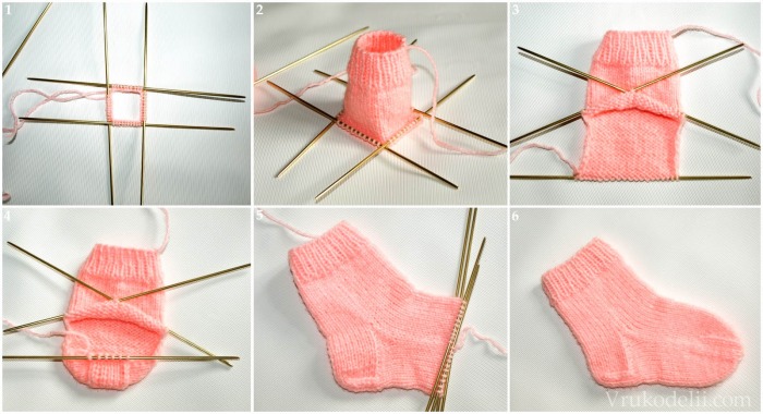 So stricken Sie mit Häkelnadel und Stricknadeln Socken für ein Neugeborenes. Schemata mit Beschreibung, Fotos