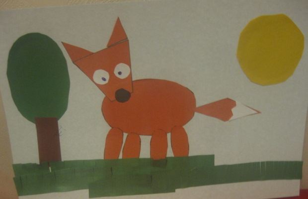Anwendungsfuchs aus geometrischen Formen für Kinder, Anfänger. Vorlagen