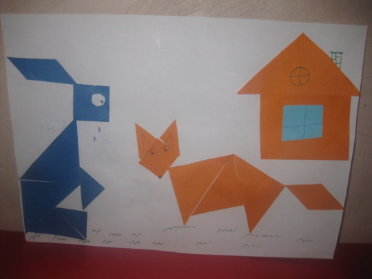 Anwendungsfuchs aus geometrischen Formen für Kinder, Anfänger. Vorlagen