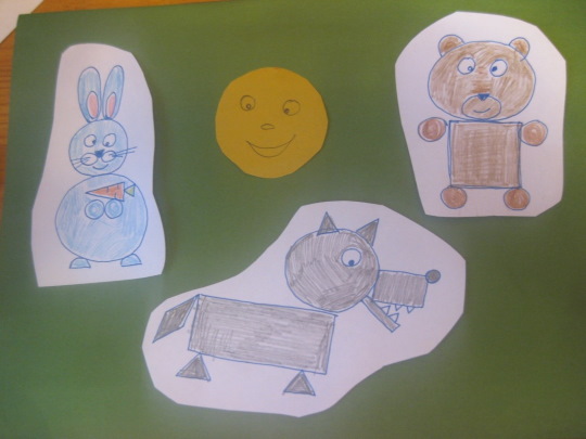 Anwendungsfuchs aus geometrischen Formen für Kinder, Anfänger. Vorlagen
