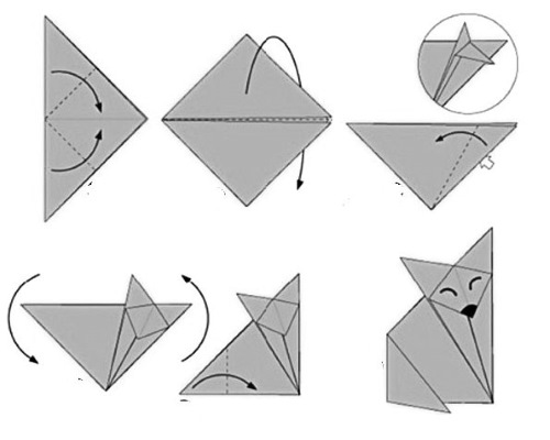 Anwendungsfuchs aus geometrischen Formen für Kinder, Anfänger. Vorlagen