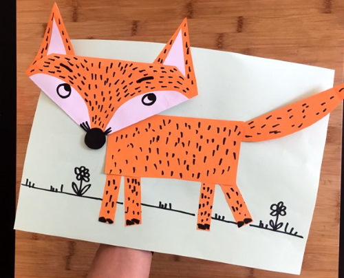 Anwendungsfuchs aus geometrischen Formen für Kinder, Anfänger. Vorlagen